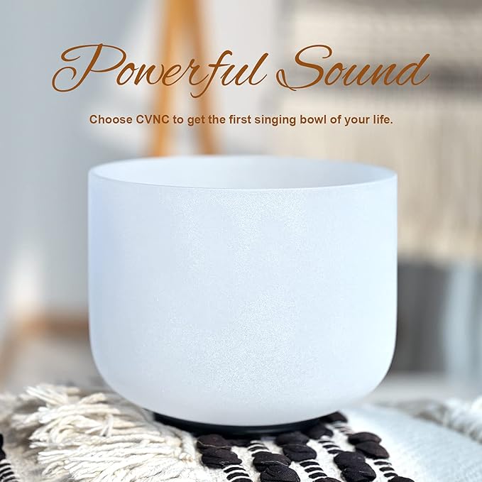 12 Inch B Note Crown Chakra Frosted Quartz Crystal Singing Bowl for Sound Healing