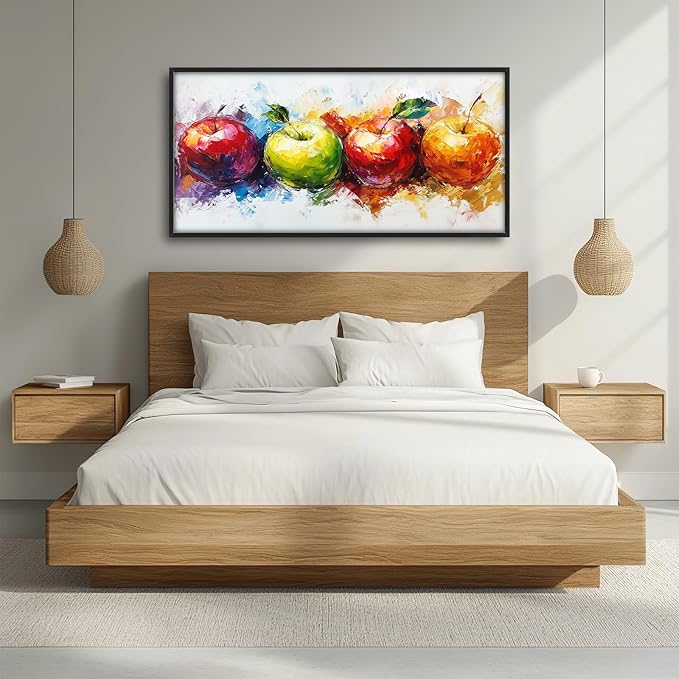 Kylora Apples Wall Art Abstract Apple Pictures Wall Decor Fruit Large Master Over Above Bed Canvas Prints Horizontal Modern Artwork Painting Home Office Decorations For Bedroom Living Room 30"x60"