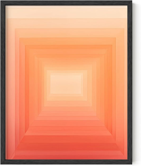 HAUS AND HUES Colorful Abstract Wall Art - Minimalist Retro Picture for Living Room Decor, Red and Pink Modern Wall Art Painting (Pink Geometric 2, Black Frame, 11x14)
