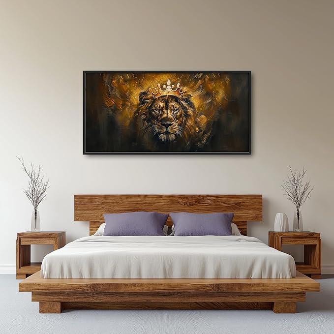 Lion Wall Art Lion Pictures Wall Decor Animal Canvas Prints Framed Artwork Paintings Home Office Decorations for Living Room Bedroom Dinning Room Corridor 60"x30"