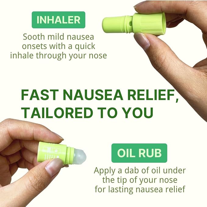 Nausea Relief Herbal Inhaler - Portable Travel Essential, Non-Drowsy, Fast-Acting, Natural Motion Sickness Relief Stick for Plane, Cruise, Car, Morning Sickness