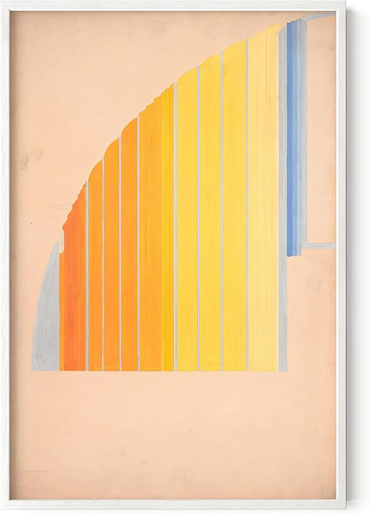 HAUS AND HUES Colorful Abstract Wall Art - Minimalist Retro Picture for Living Room Decor, Red and Pink Modern Wall Art Painting (Winold Reiss, White Frame, 24x36)