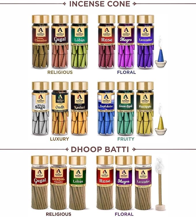 The Aroma Factory Organic Incense Sticks Oudh & White Woods (Herbal Oud Agarbatti for Pooja) 0% Charcoal, 0% Sulphates, 1 x 100g Bottle