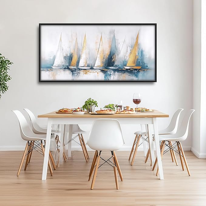 Sailboat Wall Art Abstract Nautical Pictures Wall Decor Framed Canvas Prints Artwork Paintings Home Office Decorations for Living Room Bedroom Dinning Room Corridor 60"x30"