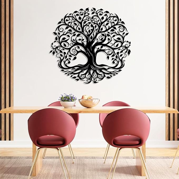 Yemwot Metal Tree of Life Wall Art, Tree of Life Metal Wall Sculpture, Modern Wall Decor for Bedroom, Living Room, Bathroom (White, 24" x 22")