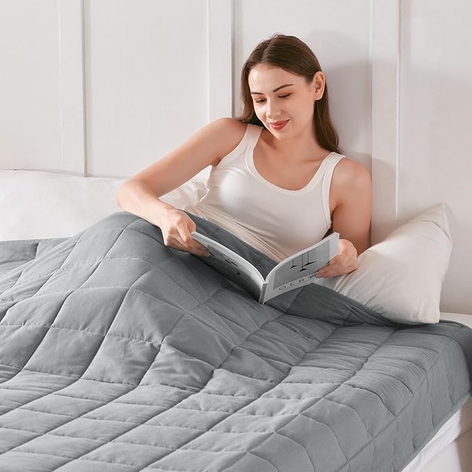 Topblan Weighted Blanket Queen Size 20lbs, Soft Cooling Weighted Blanket for Adults, Breathable Heavy Microfiber with Glass Beads Warm Blanket for Sofa Bed All Season, 80 x 87 inches, Grey