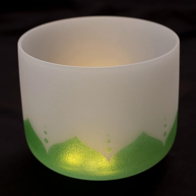Leize Lotus Design Quartz Crystal Singing Bowl F Note 432 hz Heart Chakra White 8" with Heavy Duty Carrying Case Suede Striker