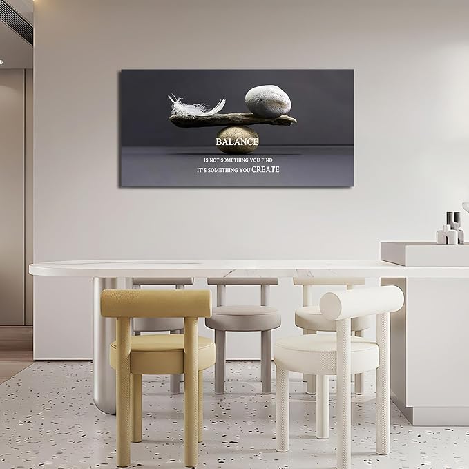 Zen Stone Wall Art Meditation Spiritual Large Wall Decor Inspirational Balance Feather Pictures Canvas Prints Framed Home Decorations Painting Artwork for Living Room Bedroom Office Bathroom 60"x30"