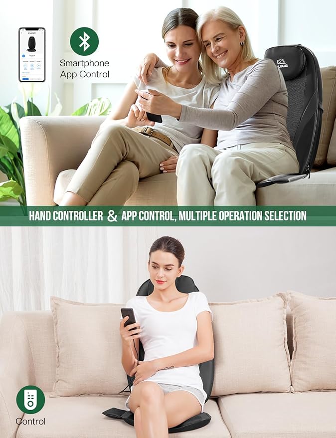 Snailax Back Massager with Soothing Heat, Gifts for Men, Women, Electric Deep Tissue Kneading Full Body Massage Chair for Back Pain, Home, Office Use, App Control