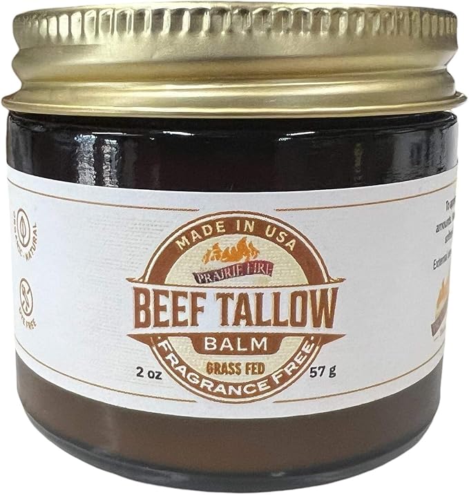 Beef Tallow Balm - 2 oz - Grown and Made in USA - Organic Grass Fed and Finished Tallow - Moisturizing Skin Care Lemon