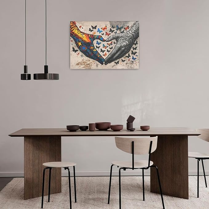 Banksy Hands Wall Art Graffiti Street Pop Art Canvas Prints Painting Wall Decor Abstract Gesture Picture Artwork Decoration Framed Gifts for Girls boys Bedroom Living Room Office Bathroom 16"x24"