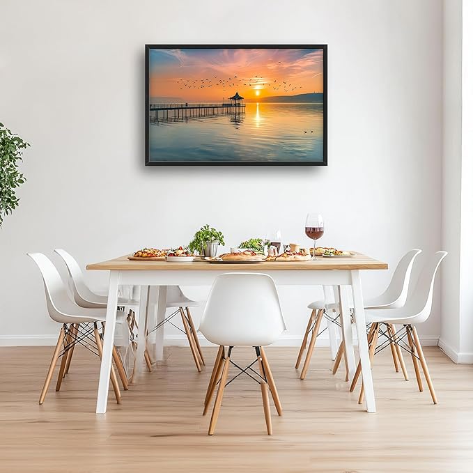 Lake Large Canvas Wall Art Sunset Nature Pictures Wall Decor Above Bed Framed Artwork Paintings Home Office Decorations for Living Room Bedroom Dinning Room Kitchen 36"x24"