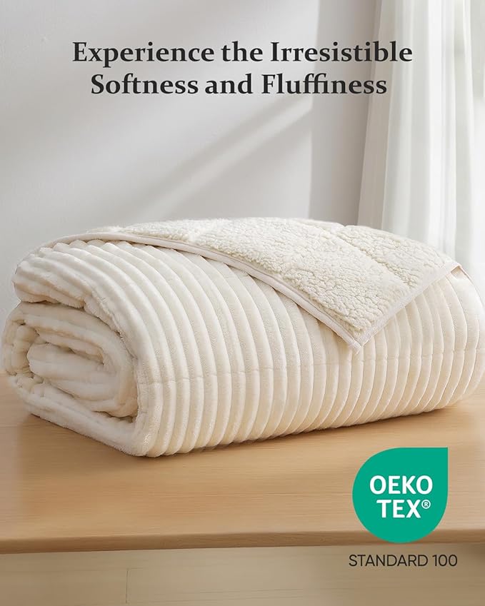 CYK Weighted Blanket 10 lbs for Teens & Children Twin Size 48"x72" - Dual-Sided Fleece & Sherpa Blanket - Heavy Plush Flannel Winter Warm Blanket for Bed and Couch