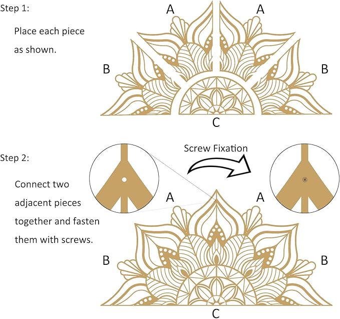 Resama Large Metal Mandala Wall Art, Unique Lotus Flower Wall Decor Artwork, Suitable for Office and Home Indoor and Outdoor Decoration (Gold)