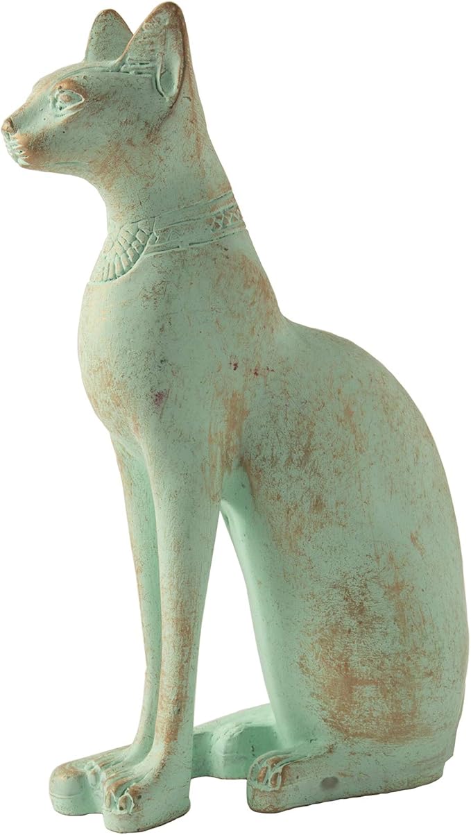 Discoveries Egyptian Imports Patina Bastet Cat Statue - Made in Egypt - 5" Tall - Egyptian Goddess