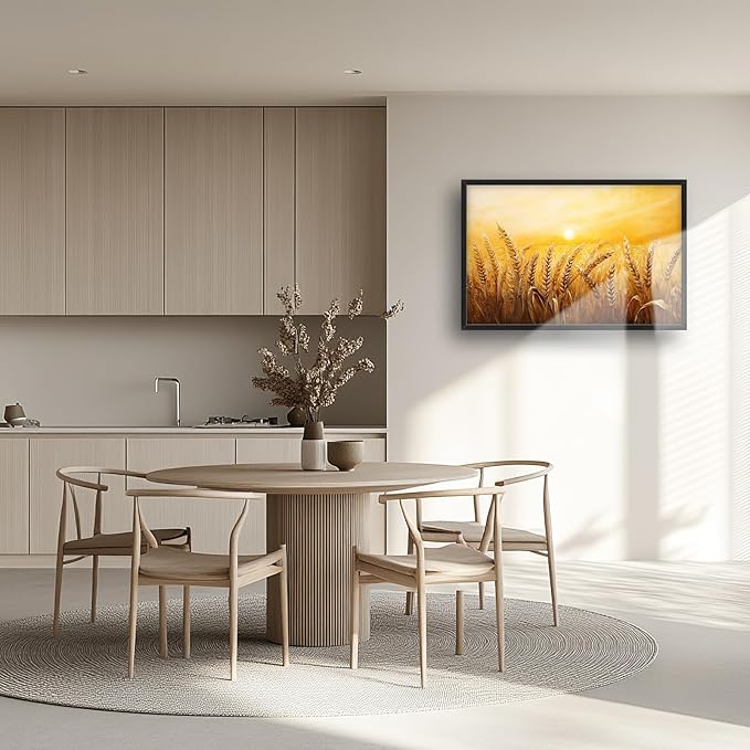 Kylora Wheat Field Wall Art Golden Wheat Landscape Pictures Wall Decor Sunset Prints Modern Artwork Painting Home Office Decorations For Kitchen Bathroom Bedroom Dining Living Room 36"x24"