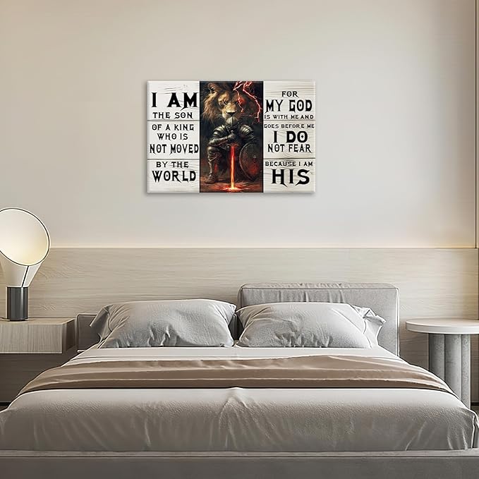 Olivine Christian Wall Art Bible Verse Scripture Pictures Wall Decor, Lion Of Judah Paintings God Canvas Prints, Framed Artwork for Bathroom Bedroom Living Room Office Home Decoration 24"x16"