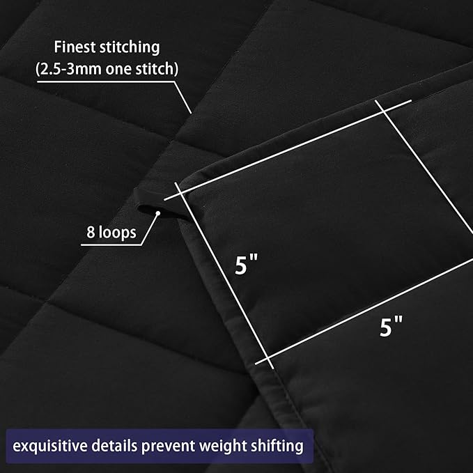 yescool Weighted Blanket for Adults (12 lbs, 48" x 72", Black) Cooling Heavy Blanket for Sleeping Perfect for 110-130 lbs, Twin Size Breathable Blanket with Premium Glass Bead, Machine Washable