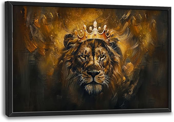 Lion Wall Art Lion Pictures Wall Decor Animal Canvas Prints Framed Artwork Paintings Home Office Decorations for Living Room Bedroom Dinning Room Corridor 36"x24"