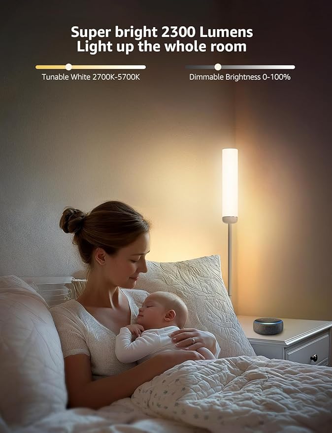 Lepro O1 AI Floor Lamp, 2300LM Smart LED Standing Lamp APP/WiFi Control, Alexa/Google Assistant Enabled, Modern Floor Lamp with Music Sync, DIY Mode, RGBCW &CCT, Lamps for Living Room, Bedroom, Office