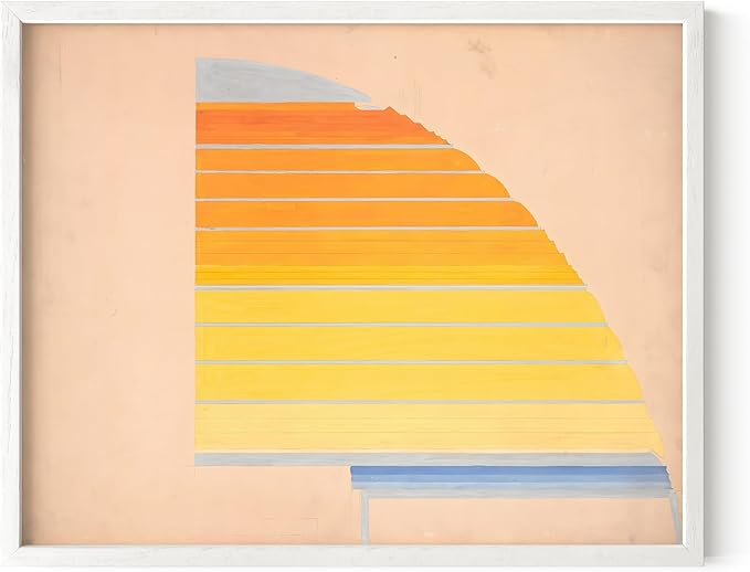 HAUS AND HUES Colorful Abstract Wall Art - Minimalist Retro Picture for Living Room Decor, Red and Pink Modern Wall Art Painting (Winold Reiss, White Frame, 11x14)