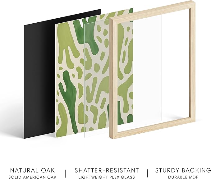 HAUS AND HUES Modern Abstract Wall Art - Blue and Green Living Room Art, Modern Artwork for Walls, Minimalist Picture for Living Room(Green Pattern, Beige Frame, 8x10)