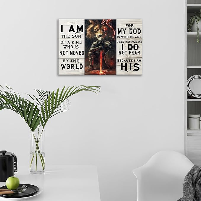Olivine Christian Wall Art Bible Verse Scripture Pictures Wall Decor, Lion Of Judah Paintings God Canvas Prints, Framed Artwork for Bathroom Bedroom Living Room Office Home Decoration 24"x16"