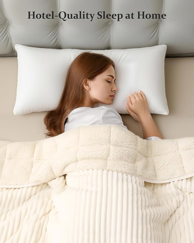 CYK Weighted Blanket 10 lbs for Teens & Children Twin Size 48"x72" - Dual-Sided Fleece & Sherpa Blanket - Heavy Plush Flannel Winter Warm Blanket for Bed and Couch