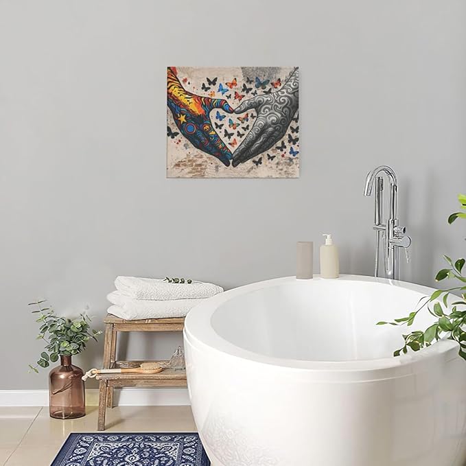 Banksy Hands Wall Art Graffiti Street Pop Art Canvas Prints Painting Wall Decor Abstract Gesture Picture Artwork Decoration Framed Gifts for Girls boys Bedroom Living Room Office Bathroom 20"x24"