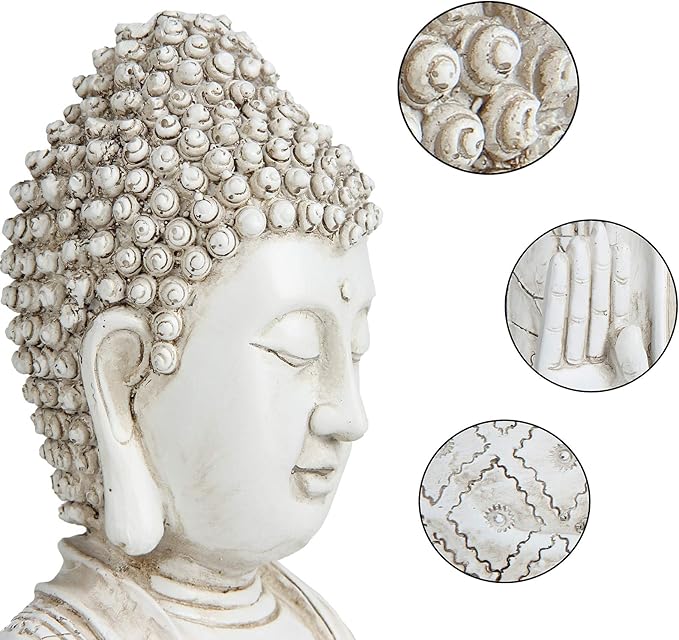 Leekung Buddha statue for home decor accents,laughing buddah statue for meditation zen garden spiritual room feng shui desk table yoga decor,small buda budda home decorations gifts antique ivory white