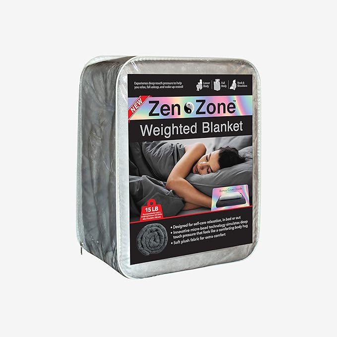 15 lbs Plush Weighted Blanket with Removable & Washable Cover, Grey (48 in. x 72 in.)