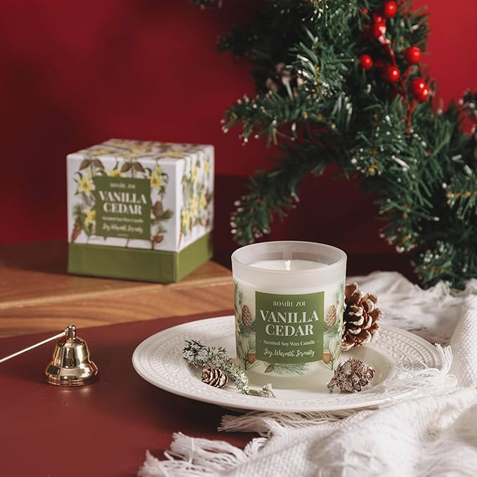 Aromatherapy Jar Candle - 6oz Soy Wax Candle - Infused with Vanilla Cedar Aroma - with Beautiful Keepsake Box Special for Birthday/Holiday Gifts