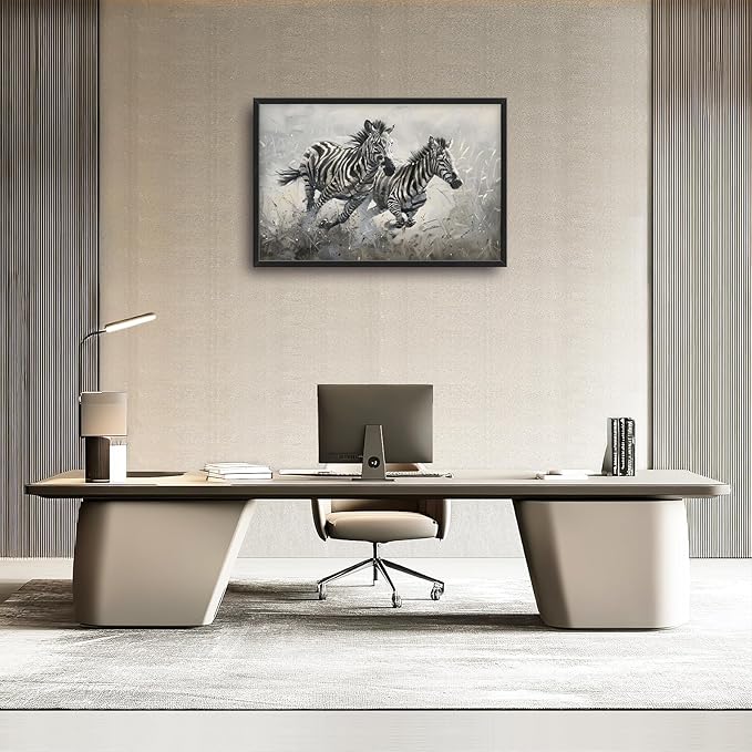 Large Country Zebra Framed Wall Art for Living Room African Zebra Pictures Canvas Wall Decor Print Painting Artwork Modern Home Decorations for Bedroom Office 36x24 inch