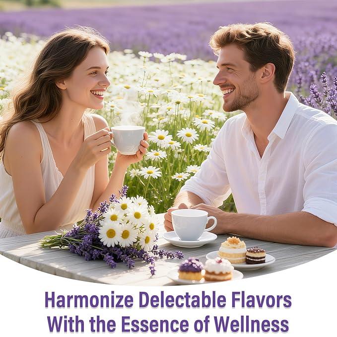 TEARELAE - Chamomile Lavender Tea, 50 Herbal Tea Bags with Lemon Balm for Relaxation & Bedtime - Non-GMO - Caffeine-Free - Floral & Soothing