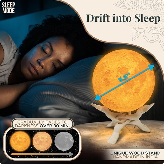 Zen Moon Lamp - Visual Meditation Light for Relaxation and Mindfulness - Guided Breathing Night Light - Spiritual Birthday Gifts for Women, Mom, Best Friend - Unique Decor for Bedroom (5.5 inch)