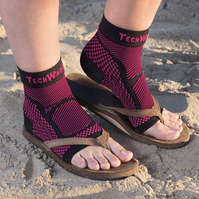 TechWare Pro Ankle Brace Compression Sleeve - Plantar Fasciitis Sock. Relieves Achilles Tendonitis. Foot Arch Support Reduces Joint Pain, Swelling & Heel Spur Pain. Injury Recovery Braces for Sports