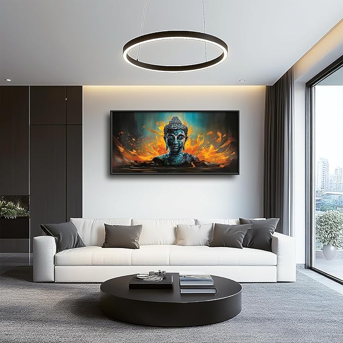 Buddha Wall Art Zen Pictures Wall Decor Framed Canvas Prints Artwork Paintings Home Office Decorations for Living Room Bedroom Dinning Room Corridor 60"x30"