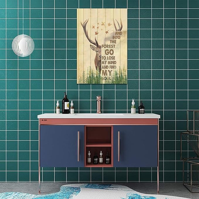 Deer Decor wall art Peace and nature canvas Pictures Forest Wall Decor Elk Canvas Prints Painting Framed Artwork for Bathroom living room Bedroom 16"x24"