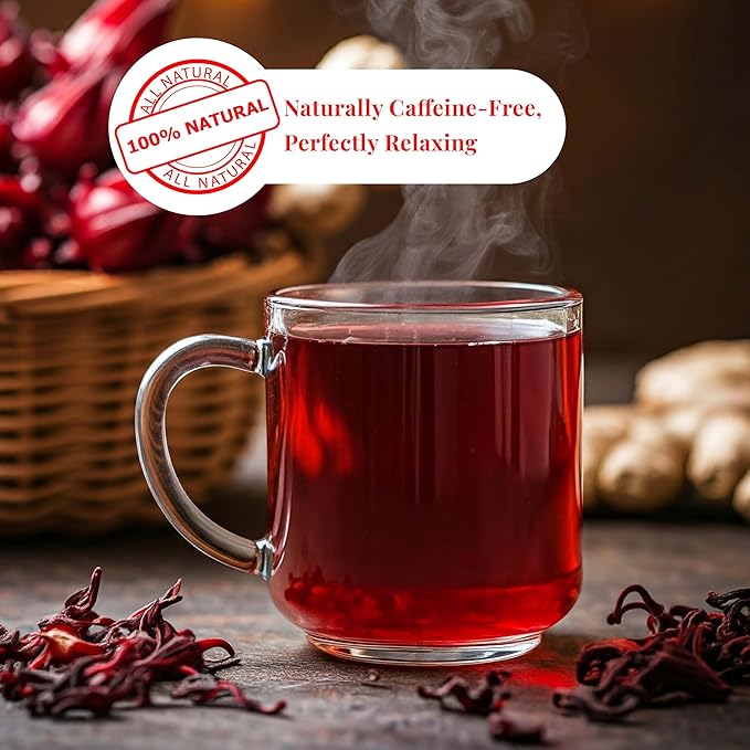 Akshit Hibiscus Tea With Moringa, Hibiscus Tea Blend, 75Tea Bags, Te De Hibisco, Caffeine Free, Sugar Free, Non GMO, No Additives.