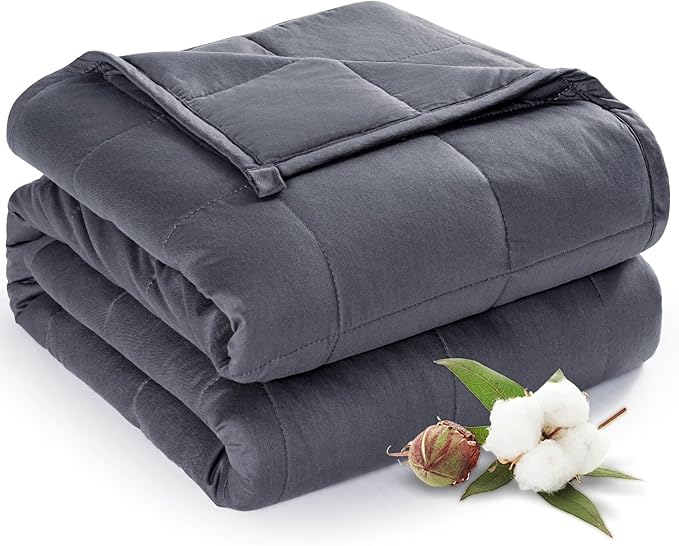 Sivio Weighted Blanket for Adults 100% Cotton, 80"x87" King Size 25 lbs, Large Cooling Summer Heavy Blanket for Sleep, Breathable Soft Blankets with Premium Glass Beads, Machine Washable, Dark Grey
