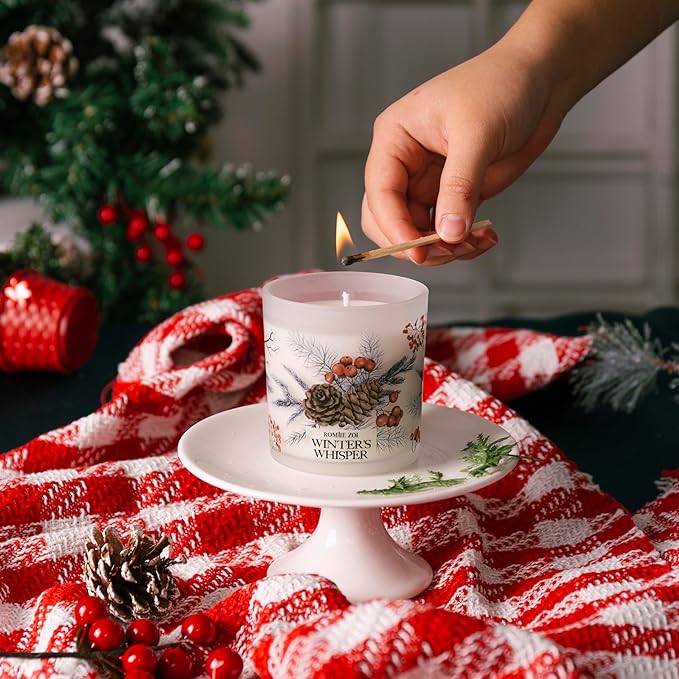 Christmas Scented Jar Candle - 6oz Soy Wax Candle - Winter's Whisper Infused with Wintery Christmas Trees Aroma - with Beautiful Keepsake Box Special for Christmas/Holiday Gifts