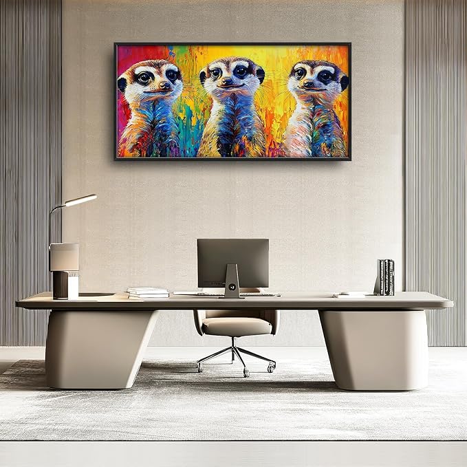 Meerkat Wall Art Graffiti Meerkats Pictures Wall Decor Abstract Animal Large Master Over Above Bed Canvas Prints Horizontal Modern Artwork Painting Home Office Decorations For Kitchen Bedroom 30"x60"