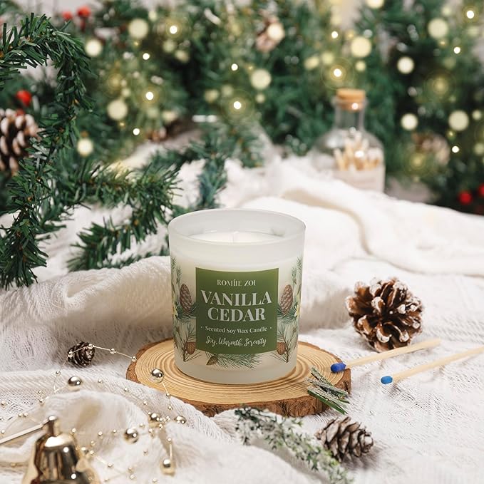 Aromatherapy Jar Candle - 6oz Soy Wax Candle - Infused with Vanilla Cedar Aroma - with Beautiful Keepsake Box Special for Birthday/Holiday Gifts