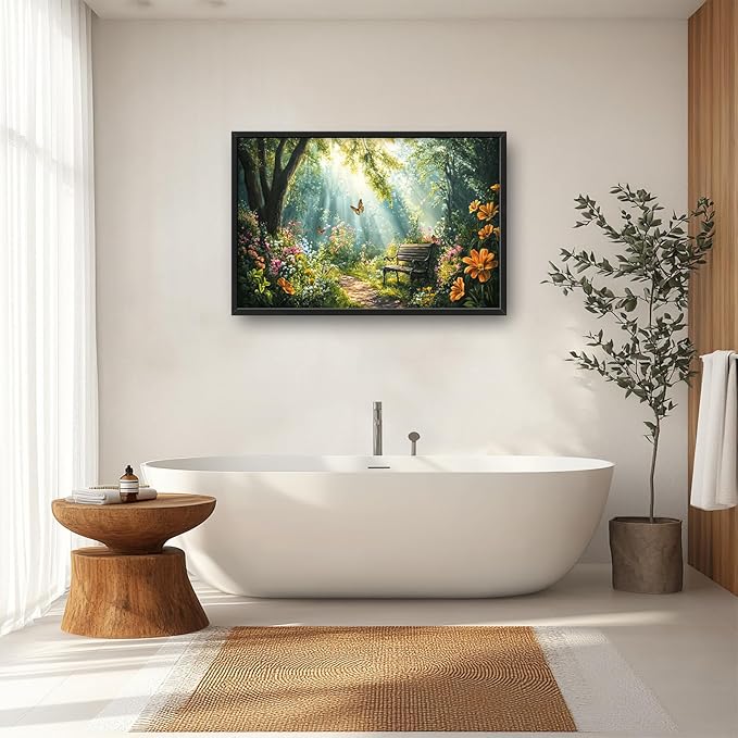 Green Forest Large Wall Art Garden Pictures Wall Decor Nature Sunlight Landscape Big Canvas Painting Prints Framed Artwork Home Decorations Above Bed for Bedroom Living Room Dining Room 36"x24"