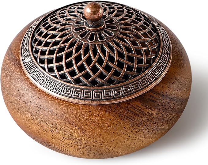 Incense Burner, Acacia Wood Incense Burner, Incense Holder for Sticks, Home Decor, Zen Decor, Meditation Tools, Yoga Tools, Round Shape