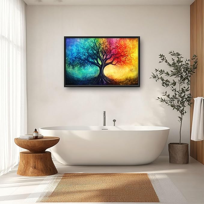Tree Wall Art Colorful Tree of Life Pictures Wall Decor Framed Canvas Prints Artwork Paintings Home Office Decorations for Living Room Bedroom Dinning Room Corridor 36"x24"