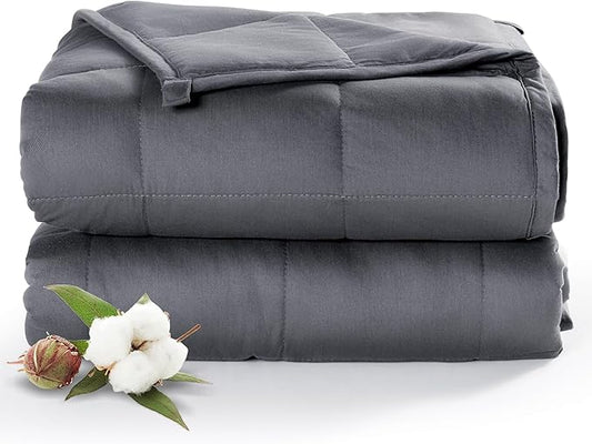 Sivio Weighted Blanket - All-Natural 100% Cotton Weighted Blanket 10 lbs 41 x 60 inches, Breathable Soft Throw Blanket for Calm Sleeping for Home and School Nap, Dark Grey