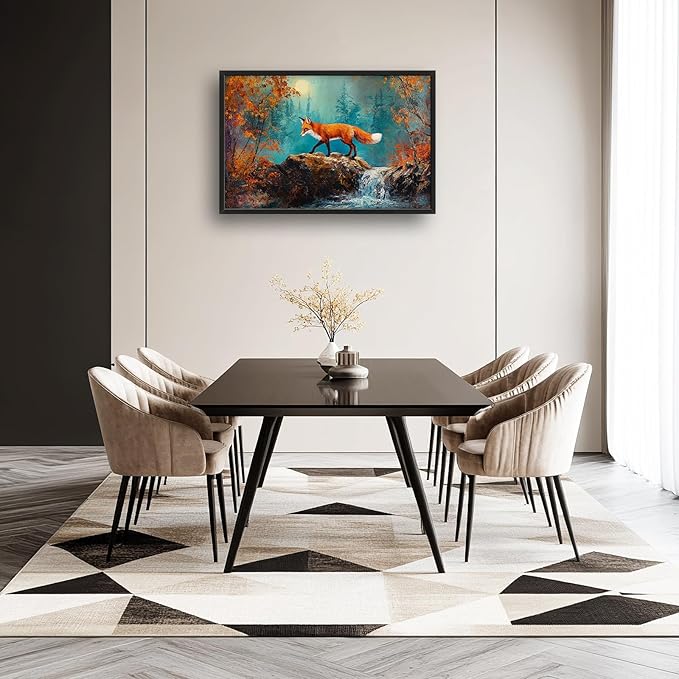 Fox Large Wall Art Forest Animals Pictures Wall Decor Fox Above Over Bed Canvas Prints Painting Framed Artwork Decoration for Boys Bedroom Living Room Office 36"x24"