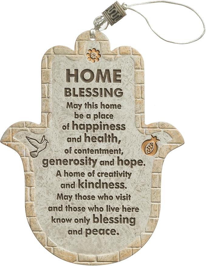 Hamsa Home Blessing Polyresin Wall Hanging - 7.5" Modern Design Decor