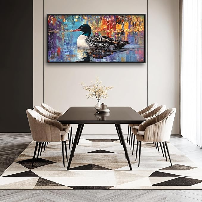 Mallard Wall Art Duck Pictures Wall Decor Abstract Graffiti Duck Large Master Over Above Bed Canvas Prints Horizontal Modern Artwork Painting Home Office Decorations For Kitchen Bedroom 30"x60"